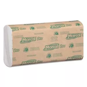 100% Recycled Folded Paper Towels, C-Fold, 1-Ply, 12.88 x 10.13, White, 150/Pack, 16 Packs/Carton-MRCP100B