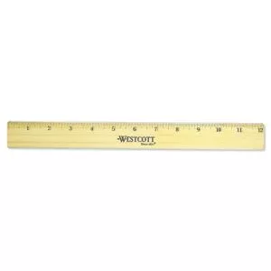 Flat Wood Ruler With Two Double Brass Edges, Standard/metric, 12", Clear Lacquer Finish-ACM05221