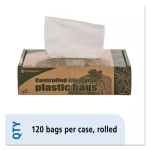 Controlled Life-Cycle Plastic Trash Bags, 13 Gal, 0.7 Mil, 24" X 30", White, 120/box-STOG2430W70
