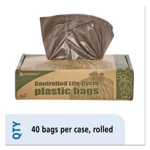 Controlled Life-Cycle Plastic Trash Bags, 39 Gal, 1.1 Mil, 33" X 44", Brown, 40/box-STOG3344B11