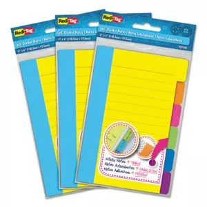 Divider Sticky Notes, 6-Tab Sets, Note Ruled, 4" x 6", Assorted Colors, 60 Sheets/Set, 3 Sets/Box-RTG10245