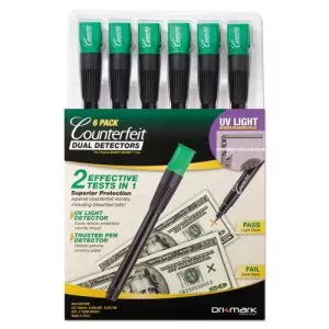 Counterfeit Money Detection System, Uv Light; Watermark Detector; Color Change Ink, U.s. Currency, 0.8 X 0.8 X 6, Black/green-DRI351UV6