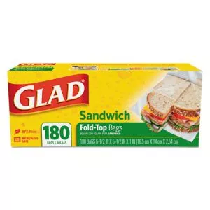 Fold-Top Sandwich Bags, 6.5" X 5.5", Clear, 180/box, 12 Boxes/carton-CLO60771
