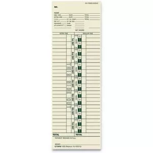 Time Clock Cards, Replacement For 10-100312/1950-9301/k14-36981d, One Side, 3.5 X 10.5, 500/box-TOP1255