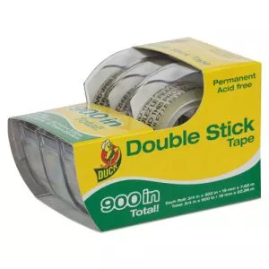 Permanent Double-Stick Tape With Dispenser, 1" Core, 0.5" X 25 Ft, Clear, 3/pack-DUC0021087
