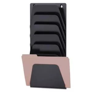 Wall File Holder, 7 Sections, Legal/Letter Size, 9.43" x 2.88" x 22.38", Black-OIC21505