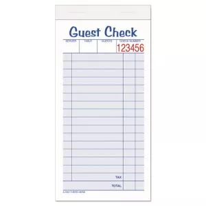 Guest Check Pad, Two-Part Carbonless, 6.38 x 3.38, 50 Forms Total-ABF10450SW