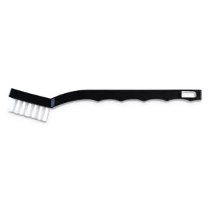 Flo-Pac Utility Toothbrush Style Maintenance Brush, White Nylon Bristles, 7.25" Brush, 7" Black Polypropylene Handle-CFS4067400DZ