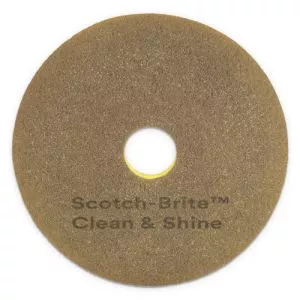 Clean And Shine Pad, 20" Diameter, Brown/yellow, 5/carton-MMM09541