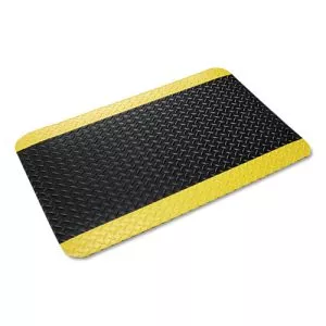 Industrial Deck Plate Anti-Fatigue Mat, Vinyl, 36 X 60, Black/yellow Border-CWNCD0035YB