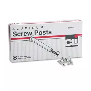 Post Binder Aluminum Screw Posts, 0.19" Diameter, 0.5" Long, 100/Box-LEO3703L