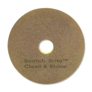 Clean And Shine Pad, 17" Diameter, Brown/yellow, 5/carton-MMM09544