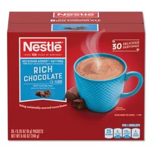 No-Sugar-Added Hot Cocoa Mix Envelopes, Rich Chocolate, 0.28 Oz Packet, 30/box-NES61411