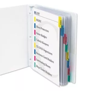 Sheet Protectors with Index Tabs, Assorted Color Tabs, 2", 11 x 8.5, 8/Set-CLI05580