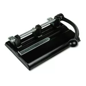 40-Sheet High-Capacity Lever Action Adjustable Two- To Seven-Hole Punch, 13/32" Holes, Black-MAT1340PB