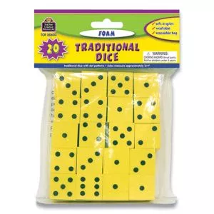 Traditional Foam Dice, Grades K-4, 20/pack-TCR20603