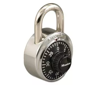Combination Stainless Steel Padlock with Key Cylinder, 1.87" Wide, Black/Silver-MLK1525
