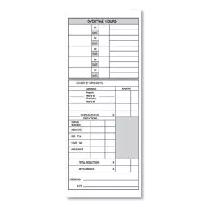 Time Clock Cards For Pyramid Technologies 1000/2000, Two Sides, 3.5 X 9, 100/pack-PTI33111