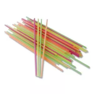 Neon Sip Sticks, 5.5" Polypropylene, Assorted, 1,000/pack-BSQ1241202
