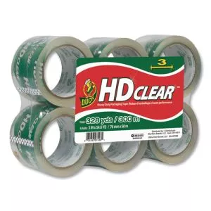 Heavy-Duty Carton Packaging Tape, 3" Core, 3" X 54.6 Yds, Clear, 6/pack-DUC0007496