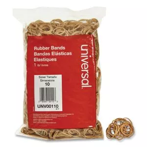 Rubber Bands, Size 10, 0.04" Gauge, Beige, 1 Lb Box, 3,400/pack-UNV00110
