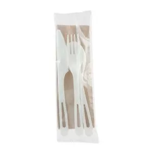 Tpla Compostable Cutlery, Knife/fork/spoon/napkin, 6", White, 250/carton-WORASPSTN