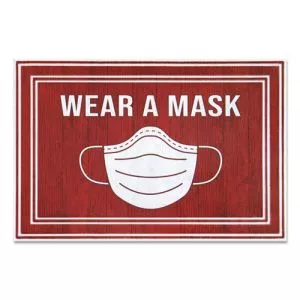 Message Floor Mats, 24 X 36, Red/white, "wear A Mask"-APH3984528842X3