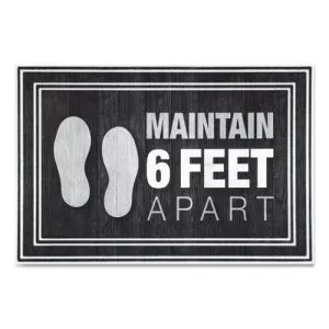 Message Floor Mats, 24 X 36, Charcoal, "maintain 6 Feet Apart"-APH3984528772X3