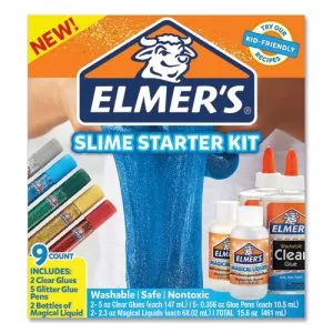 Slime Starter Pack, Two 5 Oz. School Glues, Five 0.36 Oz. Glitter Glue Pens Two 2.3 Oz Magical Liquid Bottles-EPI2024015