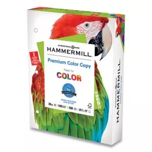 Premium Color Copy Print Paper, 100 Bright, 3-Hole, 28 lb Bond Weight, 8.5 x 11, Photo White, 500 Sheets/Ream, 8 Reams/Carton-HAM102500