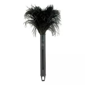 Pop Top Feather Duster, Ostrich, 9" To 14" Handle, Black-ODCRET14UNS91