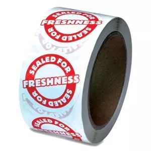 Tamper Seal Label, 2" Dia, Red/white, 500/roll, 4 Rolls/carton-ICX90232498