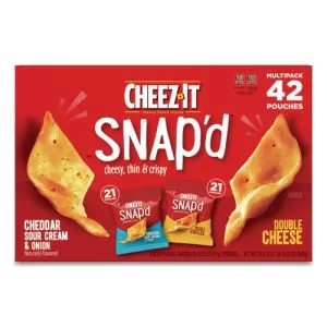 Snap'd Crackers Variety Pack, Cheddar Sour Cream And Onion; Double Cheese, 0.75 Oz Bag, 42/carton-KEB11500