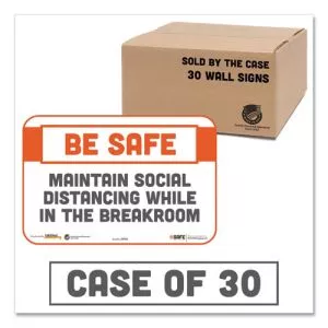 Besafe Messaging Repositionable Wall/door Signs, 9 X 6, Maintain Social Distancing While In The Breakroom, White, 30/carton-TAB29156
