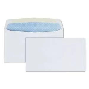 Security Tint Business Envelope, #6 3/4, Commercial Flap, Gummed Closure, 3.63 x 6.5, White, 500/Box-QUA10412