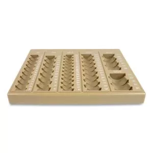 Plastic Coin Tray, 6 Compartments, Stackable, 7.75 X 10 X 1.5, Tan-CNK500025