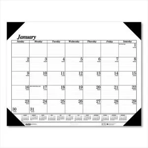 Recycled One-Color Refillable Monthly Desk Pad Calendar, 22 x 17, White Sheets, Black Binding/Corners,12-Month(Jan-Dec): 2024-HOD124