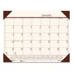 EcoTones Recycled Monthly Desk Pad Calendar, 22 x 17, Moonlight Cream Sheets, Brown Corners, 12-Month (Jan to Dec): 2024-HOD12441