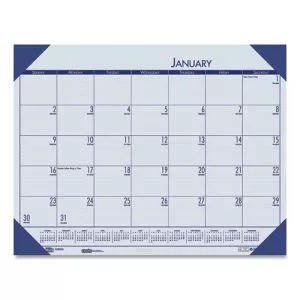 EcoTones Recycled Monthly Desk Pad Calendar, 18.5 x 13, Ocean Blue Sheets/Corners, Black Binding, 12-Month (Jan to Dec): 2024-HOD124640