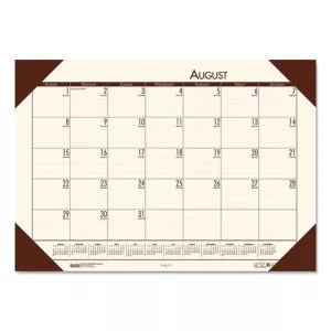 EcoTones Recycled Academic Desk Pad Calendar, 18.5 x 13, Cream Sheets, Brown Corners, 12-Month (Aug to July): 2023 to 2024-HOD012541