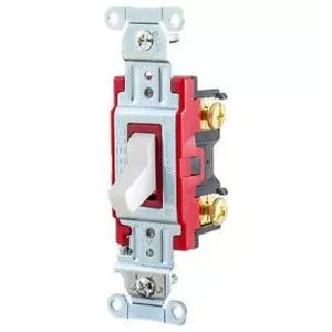 Hubbell-Pro&#8482; Toggle Switch, Heavy Duty Industrial, 20A, 120/277V, 1-Pole, White-1221W