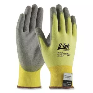 G-Tek Kev Cut-Resistant Seamless-Knit Gloves, Large (size 9), Yellow/gray, 12 Pairs-PID09K1250L
