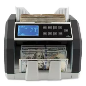 Front Load Bill Counter With Counterfeit Detection, 1,400 Bills/min, 9.76 X 10.63 X 9.65, Black/gray-RSIRBCED200