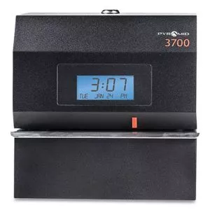 3700 Heavy-Duty Time Clock And Document Stamp, Lcd Display, Black-PTI3700
