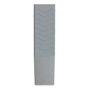 Time Card Rack, 10 Pockets, Plastic, Light Gray-PTI40010