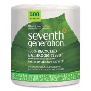 100% RECYCLED BATHROOM TISSUE, SEPTIC SAFE, INDIVIDUALLY WRAPPED ROLLS, 2-PLY, WHITE, 500 SHEETS/JUMBO ROLL, 60/CARTON-SEV137038
