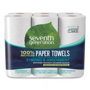 100% Recycled Paper Kitchen Towel Rolls, 2-Ply, 11 x 5.4, 140 Sheets/Roll, 6 Rolls/Pack-SEV13731PK