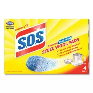 Steel Wool Soap Pad, Steel, 4/box, 24 Boxes/carton-CLO98041