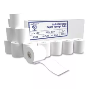 Armor Antimicrobial Receipt Roll Paper, 3" X 130 Ft, White, 50/carton-AIP3031