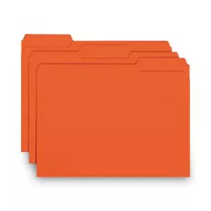 Interior File Folders, 1/3-Cut Tabs: Assorted, Letter Size, 0.75" Expansion, Orange, 100/Box-SMD10259
